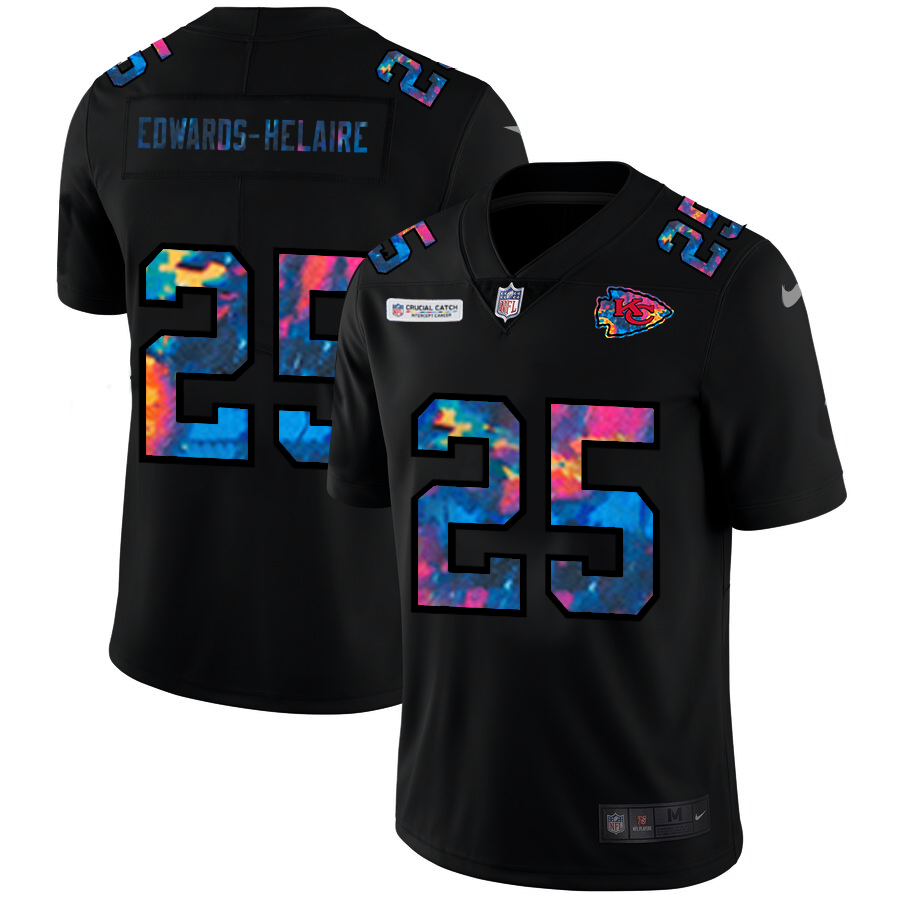 NFL Kansas City Chiefs #25 Clyde EdwardsHelaire Men Nike MultiColor Black 2020  Crucial Catch Vapor Untouchable Limited Jersey->kansas city chiefs->NFL Jersey